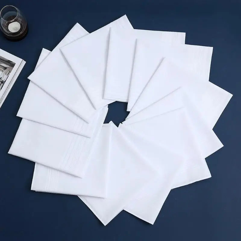 Pure Cotton White Handkerchiefs for Men & Women | 6 or 12 Pack