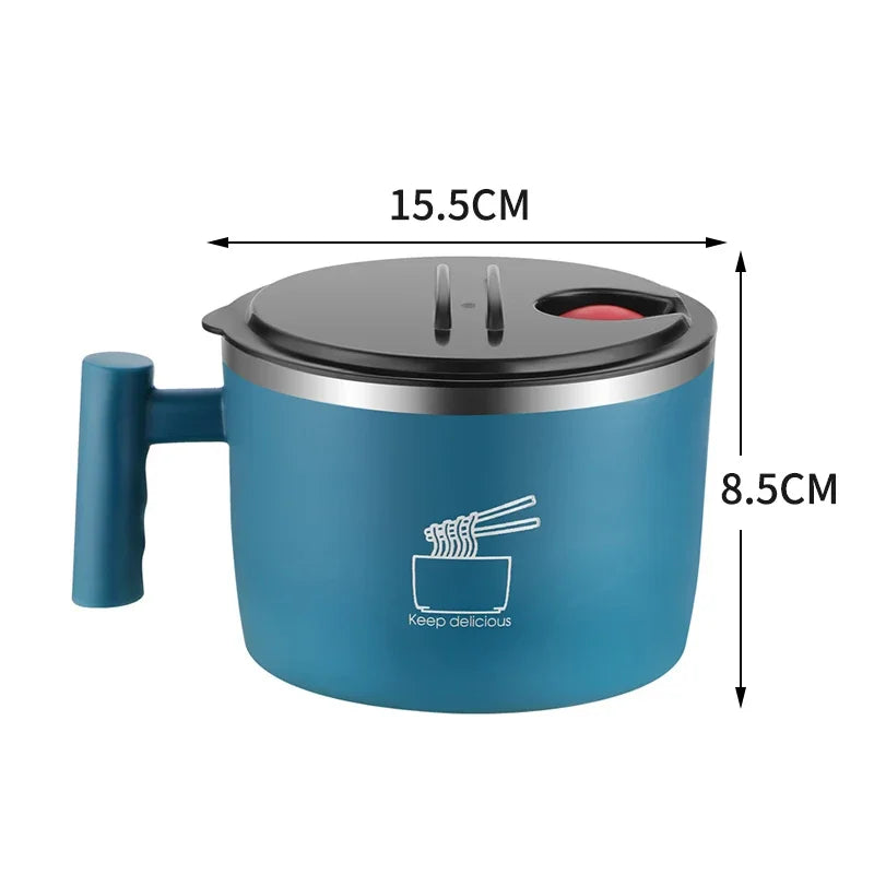 Stainless Steel Bowl Lid Instant Noodles Sealed Portable Drain