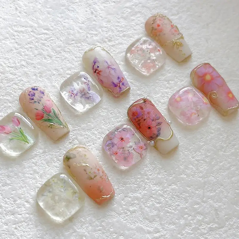 10 Rolls Floral Butterfly Nail Foil Transfer Stickers Set