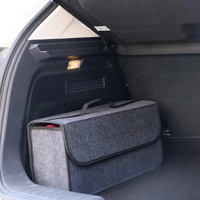 Foldable Car Trunk Organizer – Felt Storage Box with Compartments