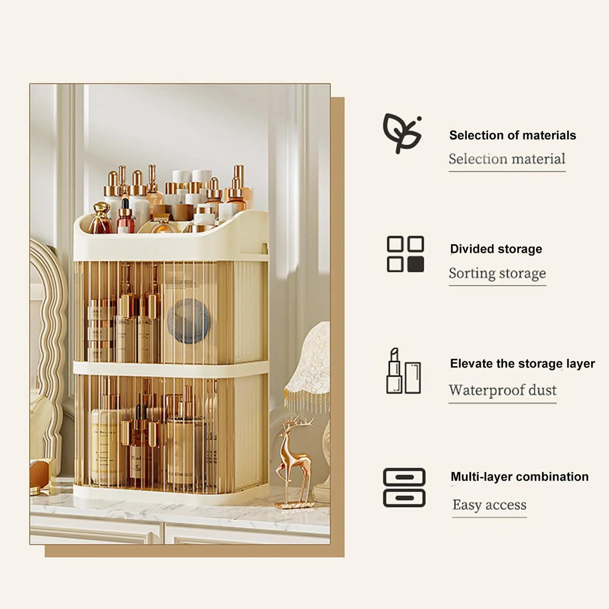 Desktop Makeup Organiser Drawers Skincare Storage Box Face Mask