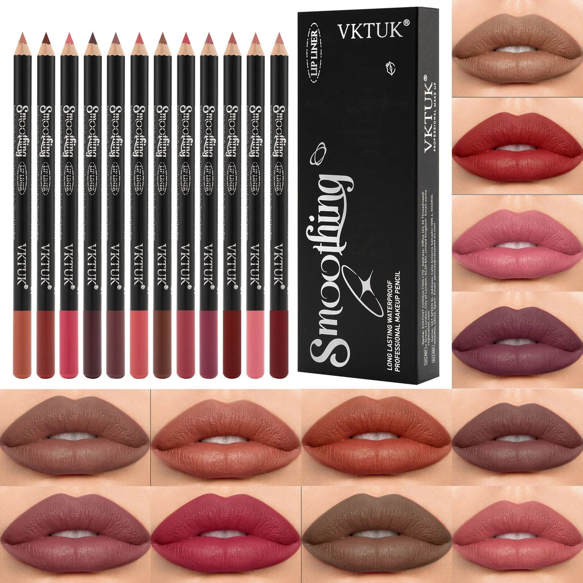 12-Piece Matte Lip Liner Set – Long-Lasting All Skin Tones