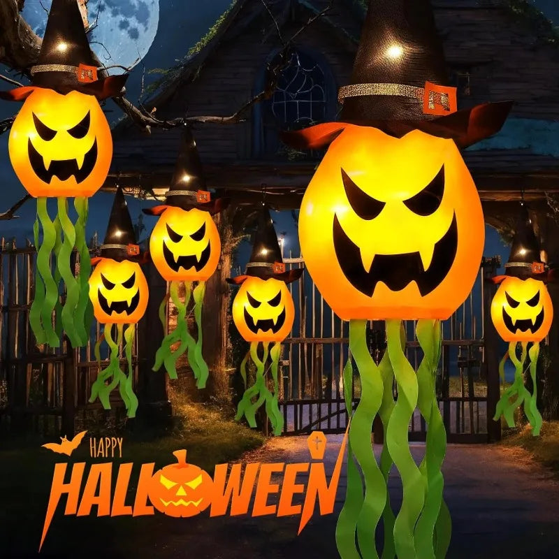 Halloween LED Ghost Hat Lantern | Glowing Pumpkin Hanging Light