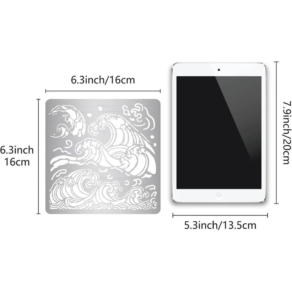 Sea Wave Metal Stencils – Reusable Stainless Steel Ocean Pattern