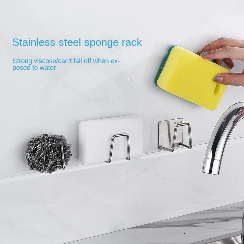 Stainless Steel Wall-Mounted Sponge Holder & Kitchen Rack