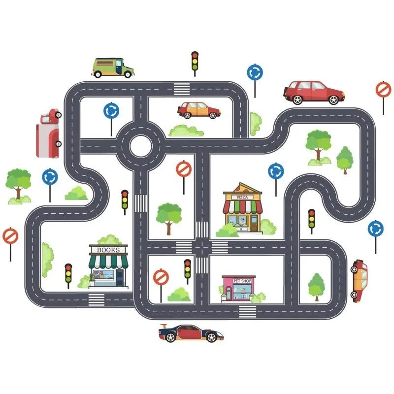 Car Road Signs Kids Wall & Floor Stickers – Self-Adhesive