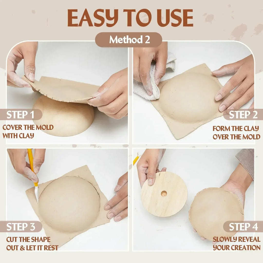 Wood Pottery Slump Mold with Handle – 7.5, 8.5 & 9.5 Inch
