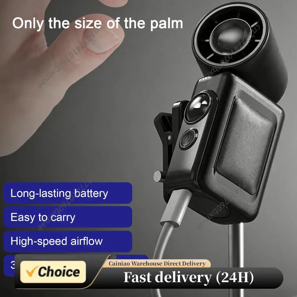 USB Rechargeable Portable Clip-on Mini Fan LED Display 3000mAh