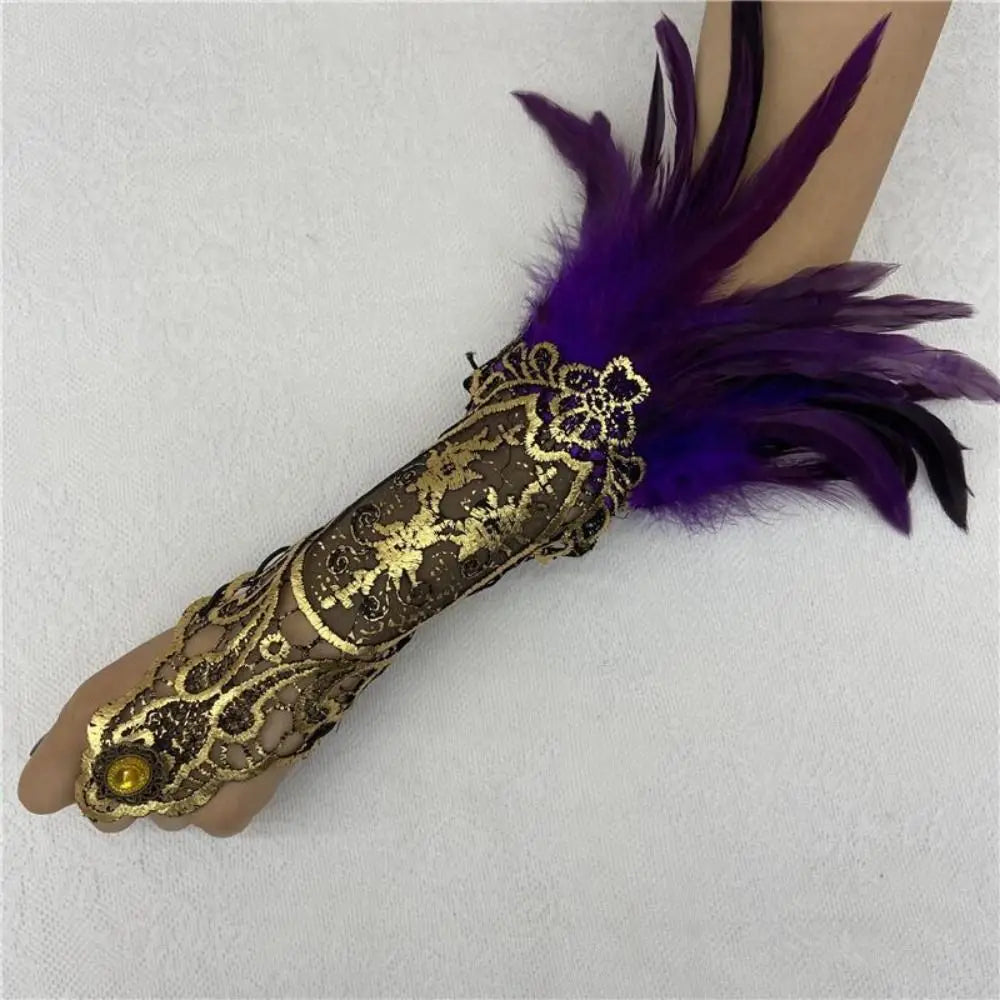Women's Feather Lace Cuffs – Vintage Gothic Halloween Wristband