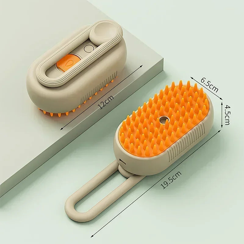 3-in-1 Electric Steam Pet Brush – Cat & Dog Grooming Comb