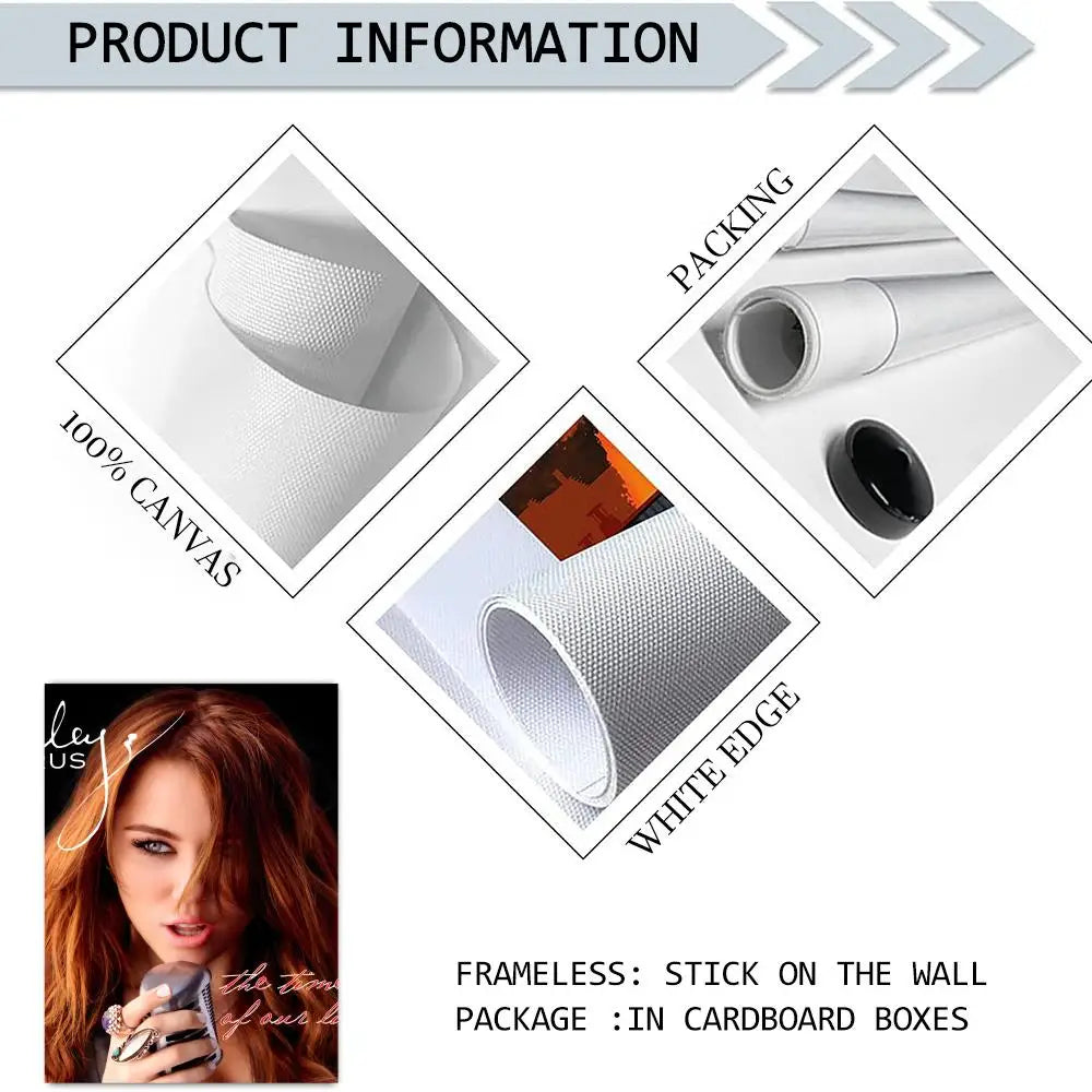 Miley Cyrus Canvas Wall Art – Unframed HD Print Poster