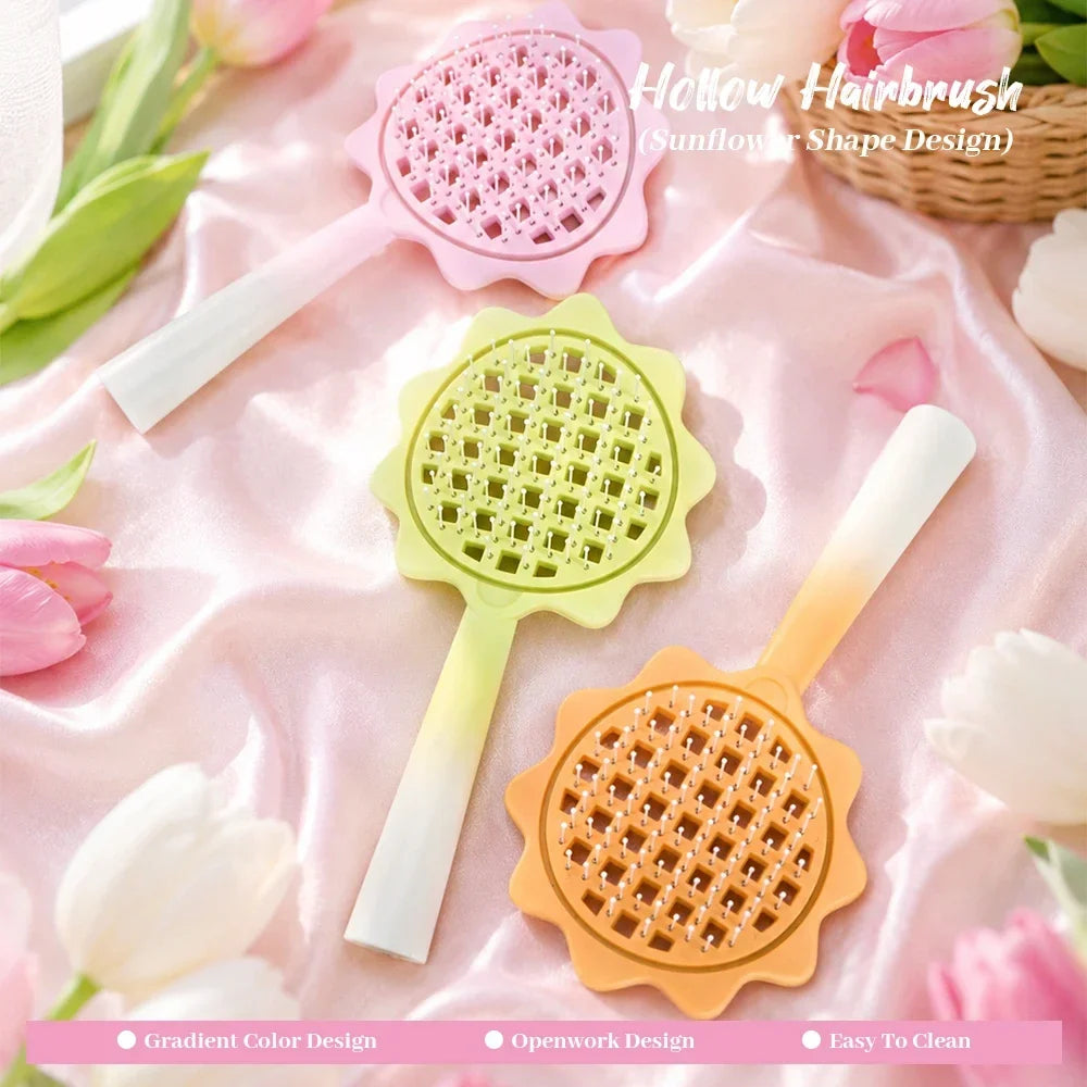Gradient Sunflower Hairbrush | Detangling Scalp Massage Comb