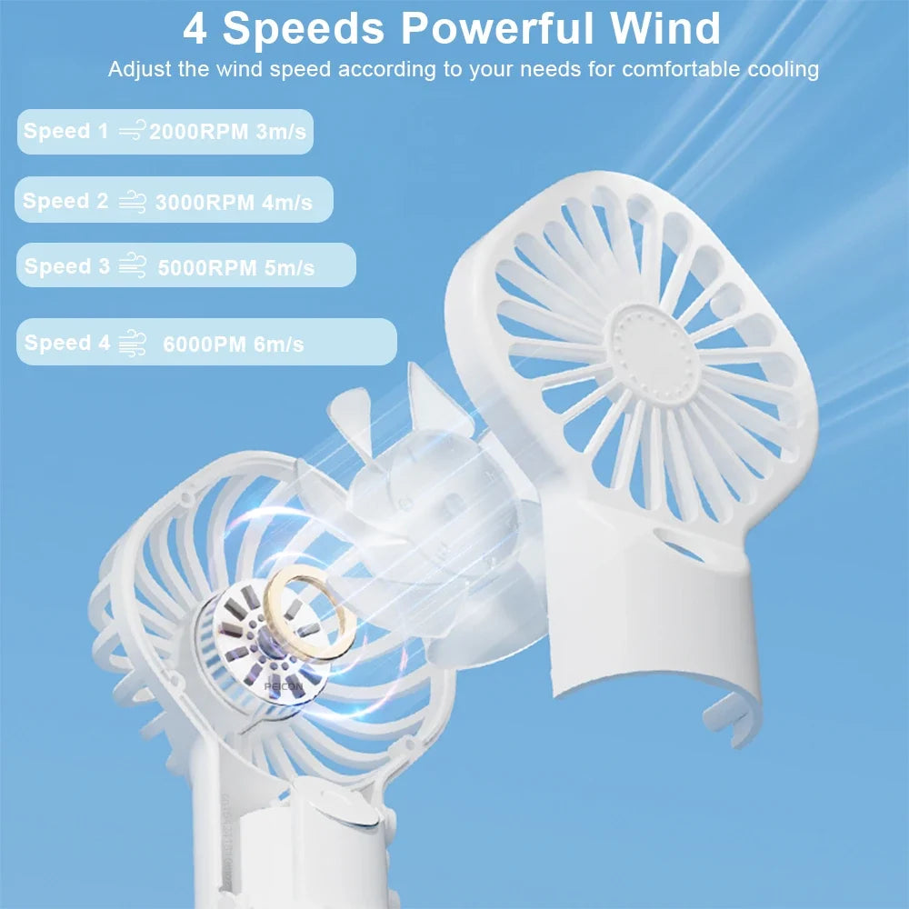 Portable USB Rechargeable Handheld Mist Fan – 4-Speed Spray