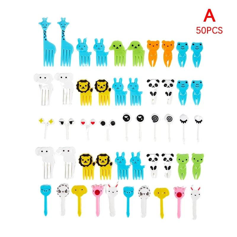 50/60 Pcs Cartoon Fruit Forks – Party Dessert & Snack Picks