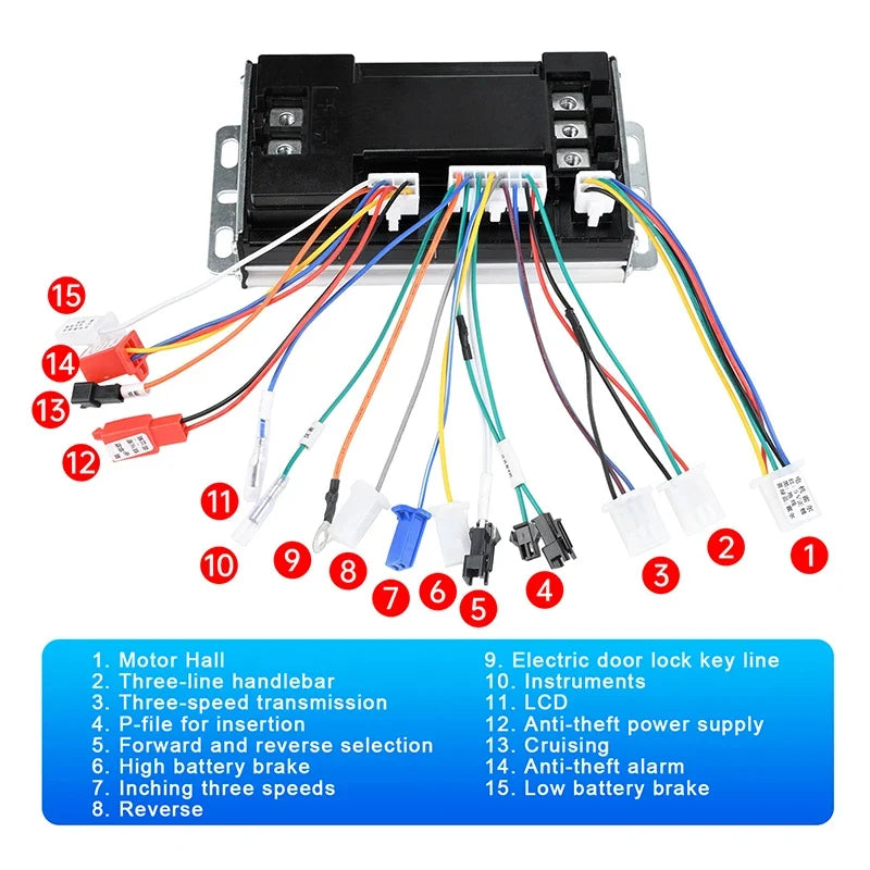 48V 60V 72V 50A Sine Wave Electric Bike Controller Universal