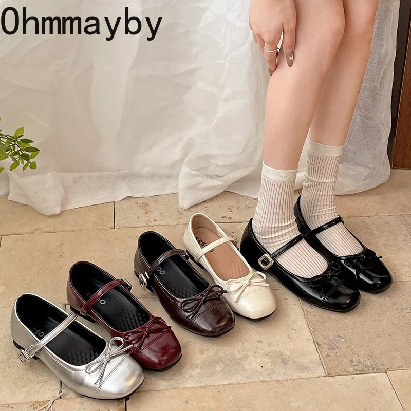 Women's Butterfly-Knot Ballet Flats – Soft Mary Jane Shoes