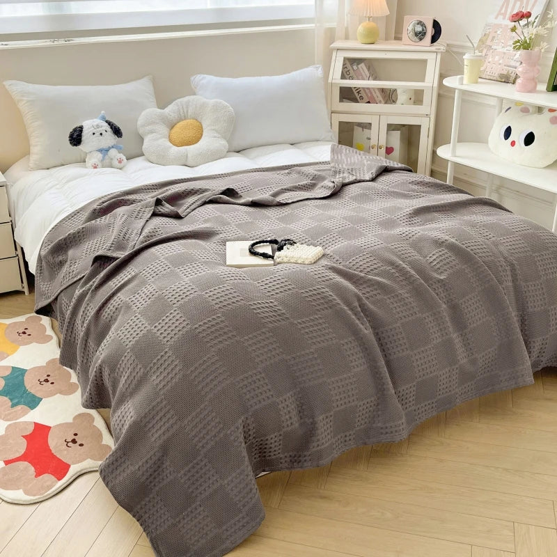 Battilo 100% Cotton Waffle Throw Blanket – Soft & Breathable