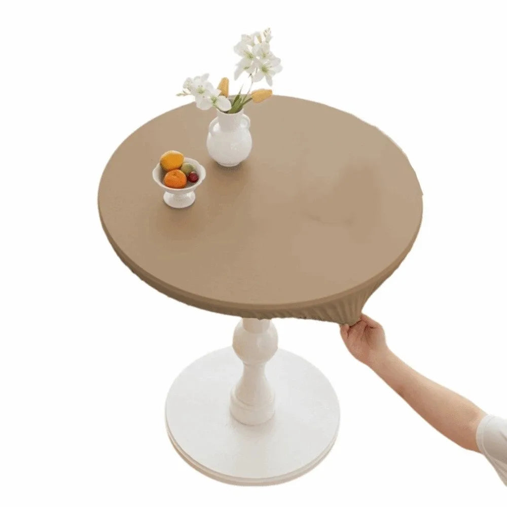 PU Leather Waterproof Stretch Round Tablecloth 60/80cm