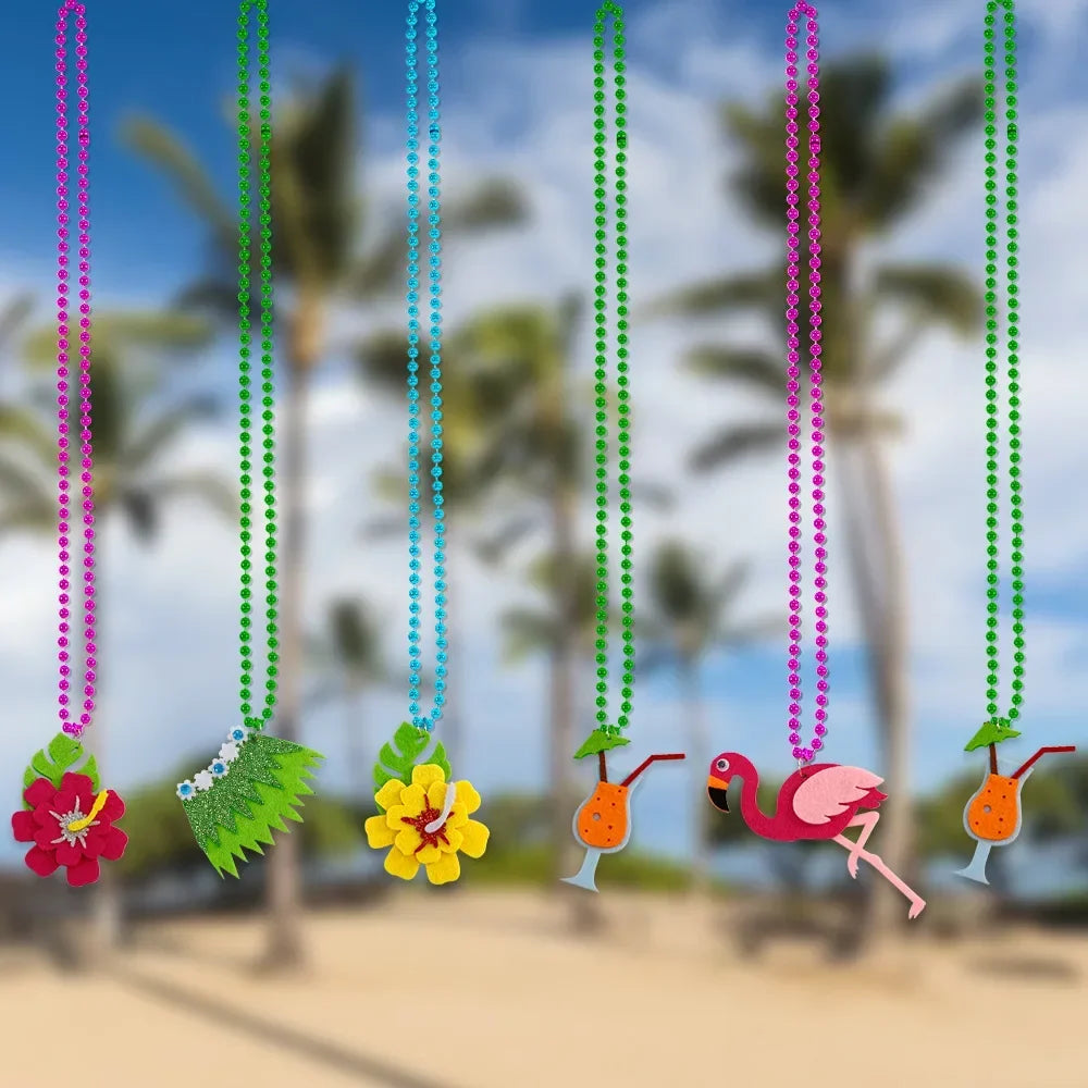 Summer Beach Party Necklace Tropical Charms Hawaiian Themed Mardi