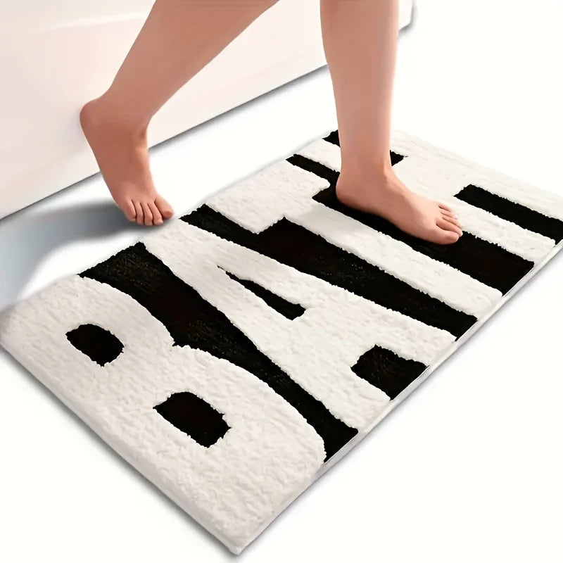 BATH Design Non-slip Mat Ultra Absorbent Polyester Bathroom Rug Black