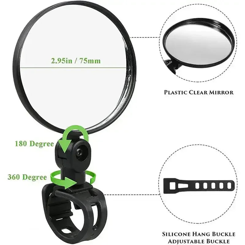 360° Adjustable Bike Handlebar Rearview Mirror | Wide Angle