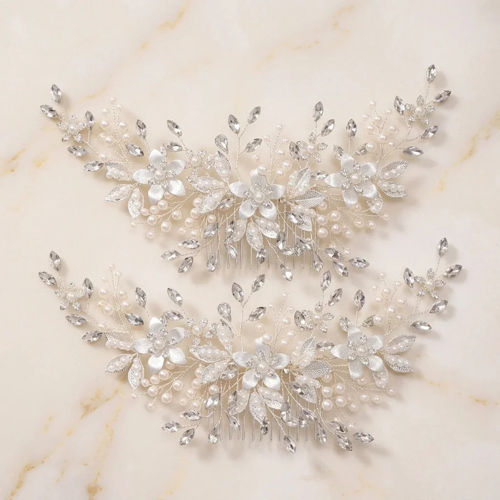 Pearl Hair Combs Set of 2 – Elegant Alloy Faux Pearl Design