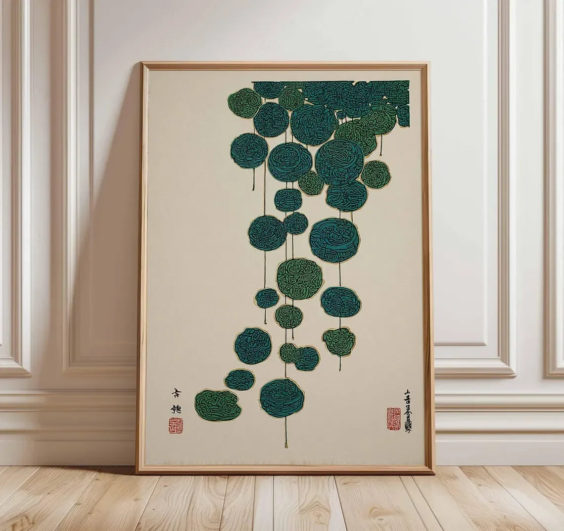 Japanese Lotus Canvas Art Print | Minimalist Zen Wall Décor