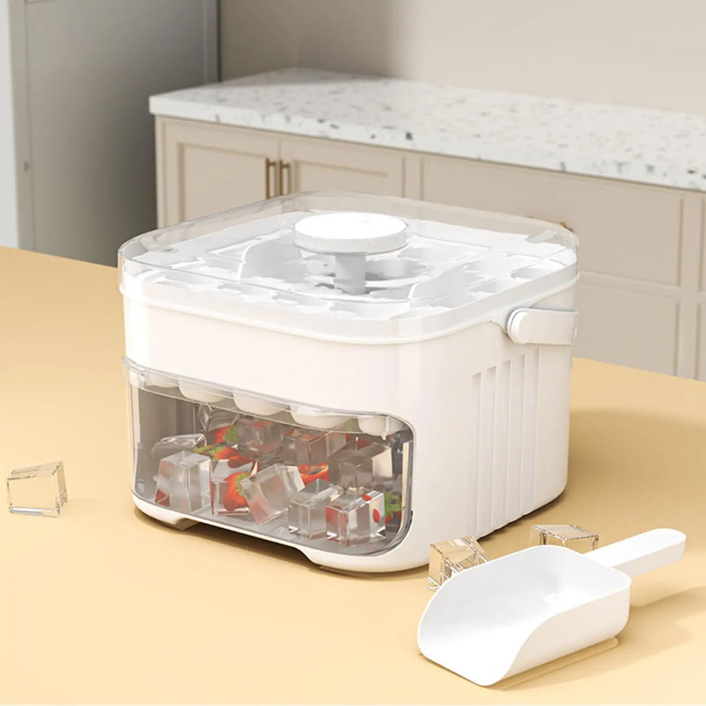 50-Cavity Press Ice Tray Mold with Lid & Storage Bin
