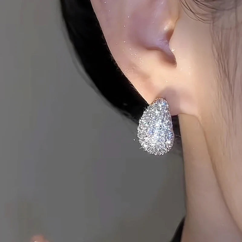 Huitan Cubic Zirconia Hoop Earrings – Wedding & Engagement Jewelry