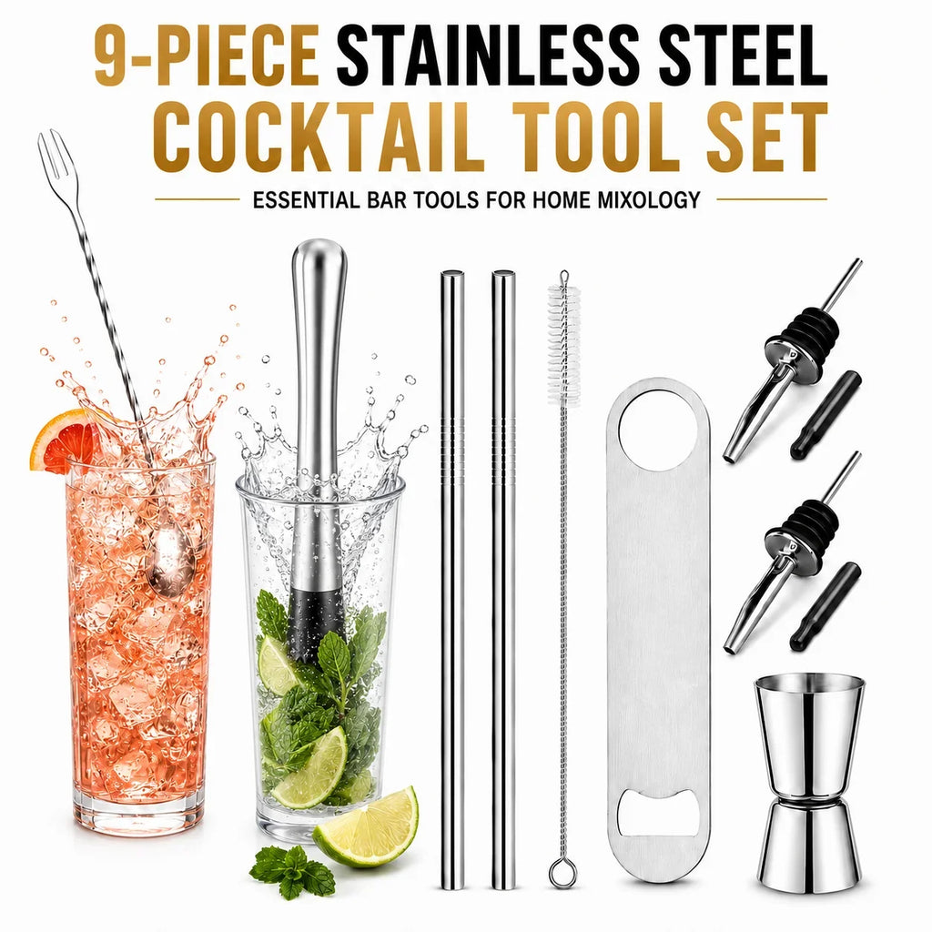 Stainless Steel Cocktail Tool Set – 5-Piece Bartender Kit