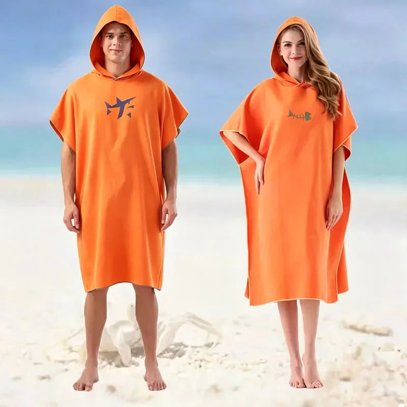 Hooded Microfiber Surf Poncho – Quick-Dry Changing Robe Adults