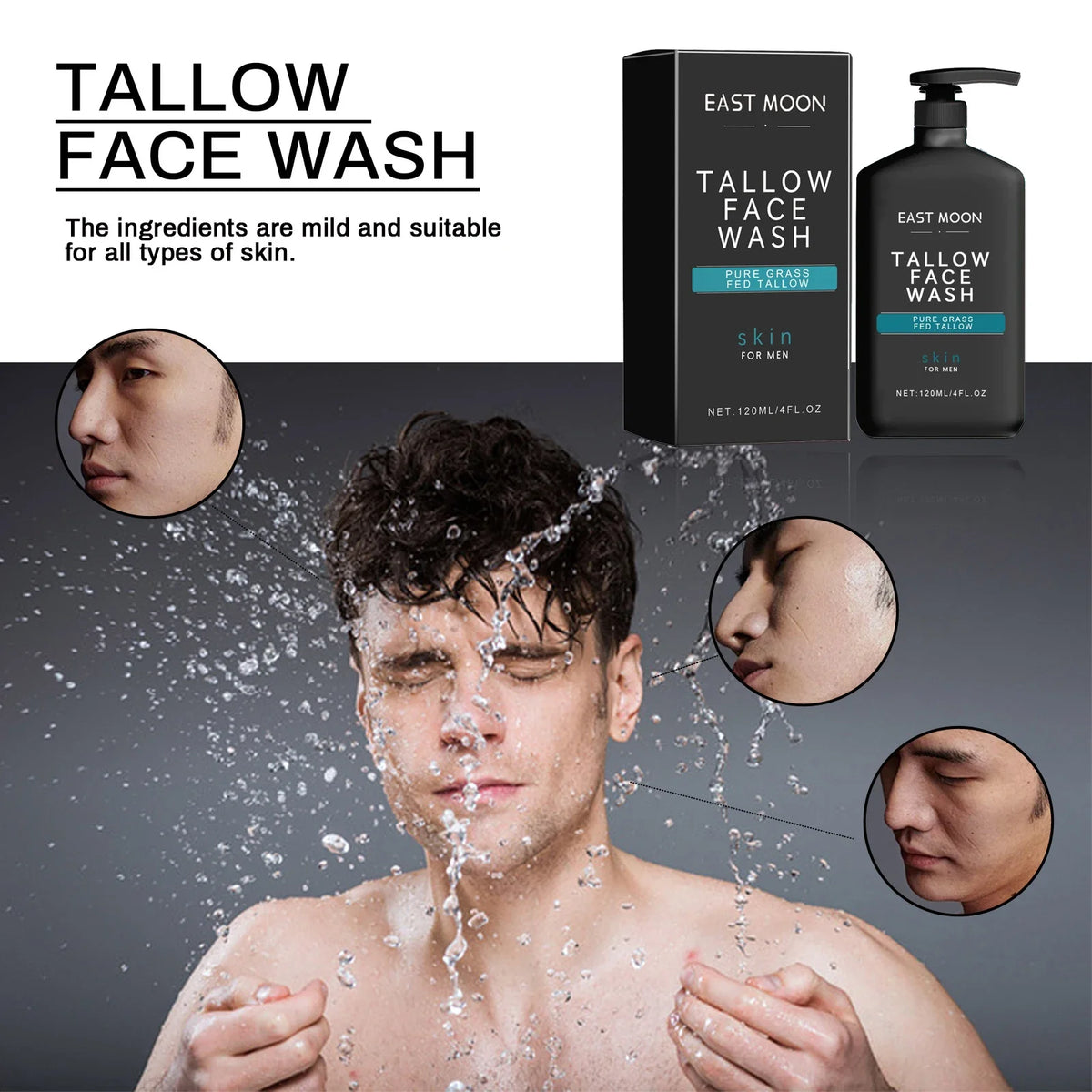 East Moon Men's Facial Cleanser – Oil Control & Pore Care