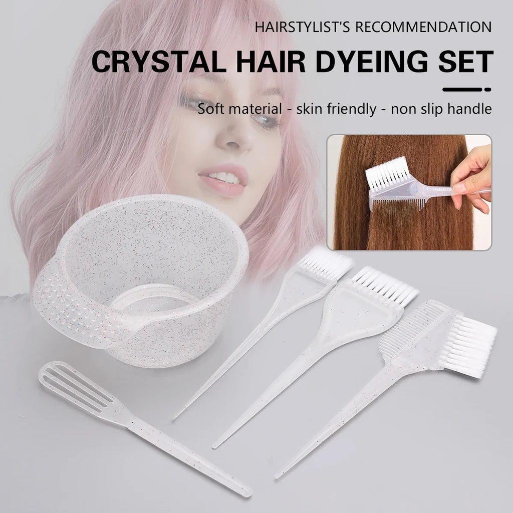 5-Piece Salon Hair Color Brush & Bowl Kit | Dye Applicator