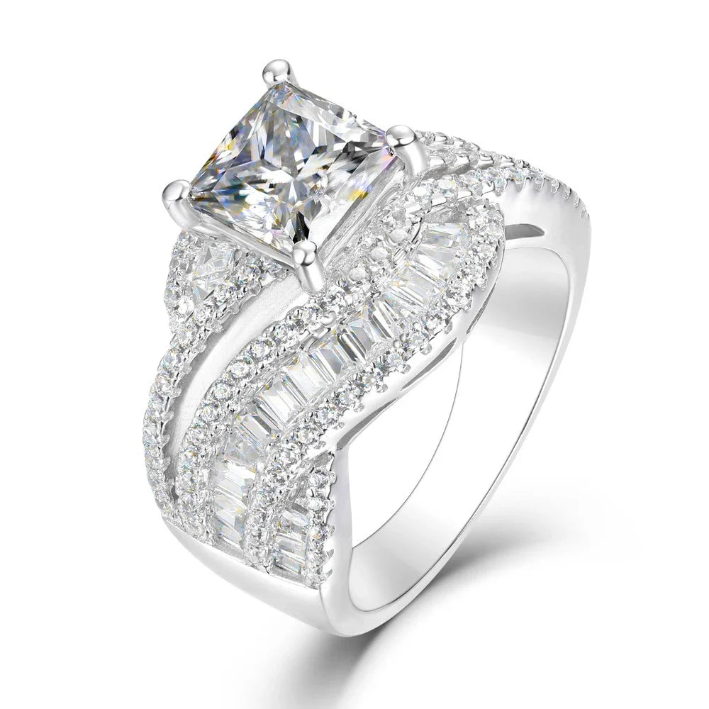 Huitan Women's Iced Out CZ Wedding Ring | Fashion Band