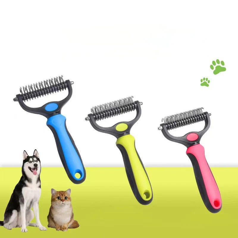 Double-Sided Dog & Cat Dematting Grooming Brush | Undercoat Comb