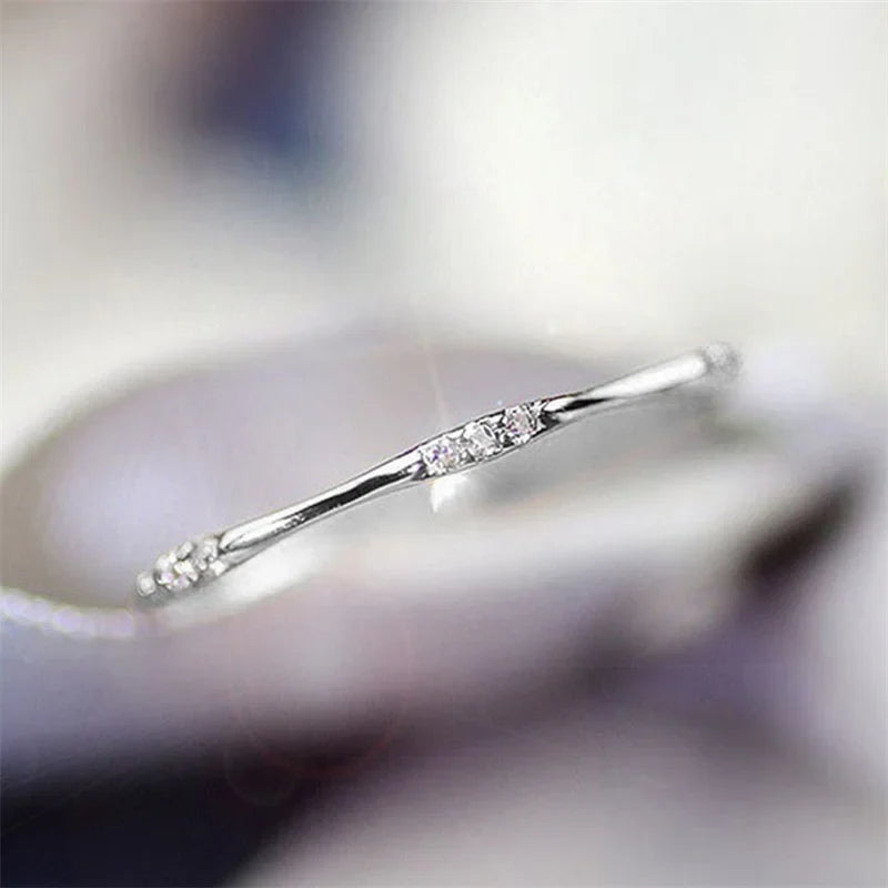 Huitan Thin CZ Rings for Women – Trendy Cubic Zirconia Jewelry