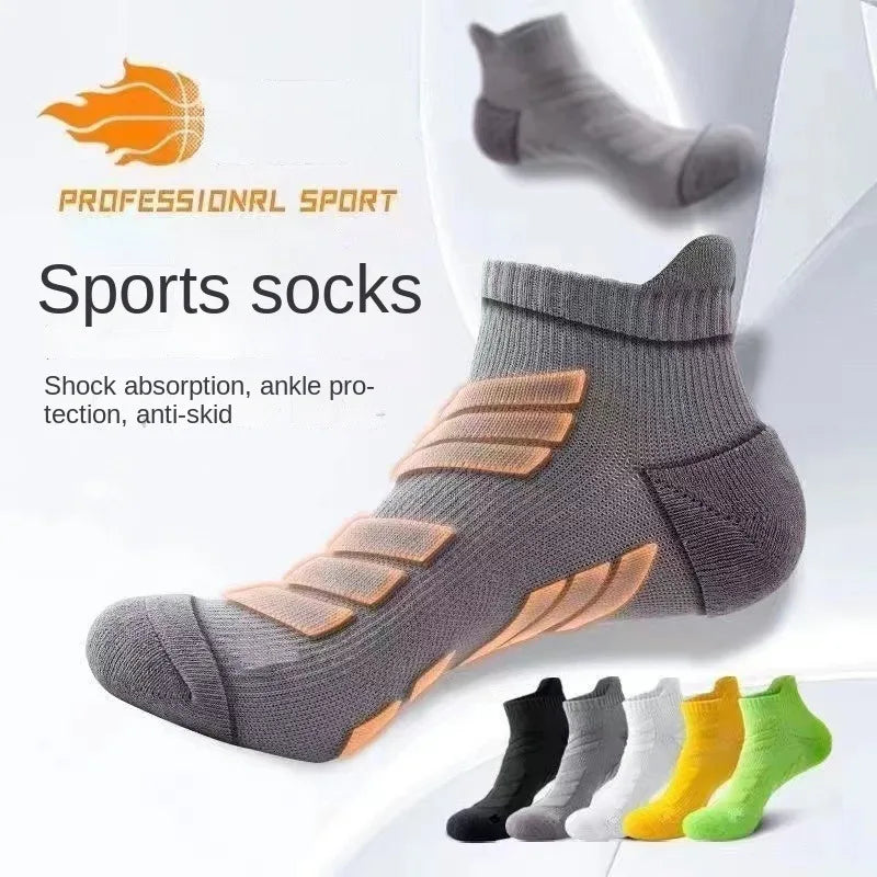 Men's Ankle Sports Socks 5 Pairs – Cushioned & Anti-Slip