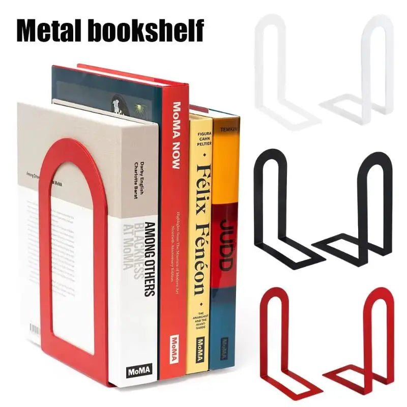 L-Shaped Iron Bookends Set of 2 – Non-Slip Desk Book Stand