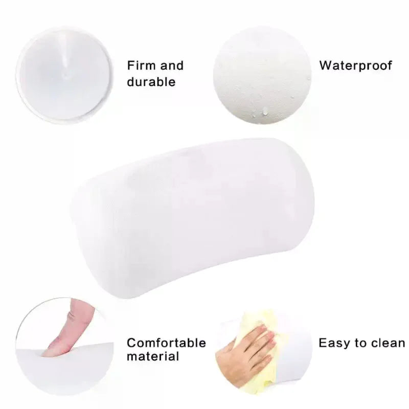 BPA-Free Bathtub Headrest Pillow | Waterproof Suction Cup Spa