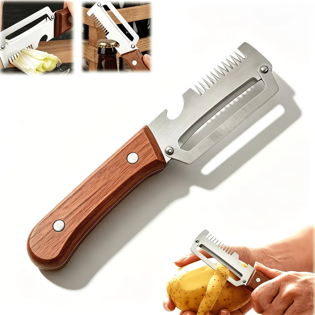 Stainless Steel Peeler with Wooden Handle | Fruit & Veg