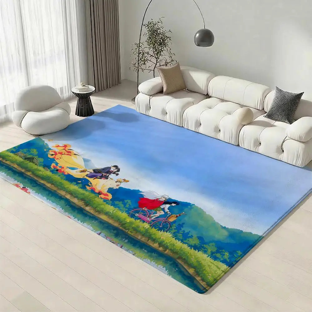 Anime Inuyasha Flannel Floor Mat – Non-Slip Soft Indoor Rug