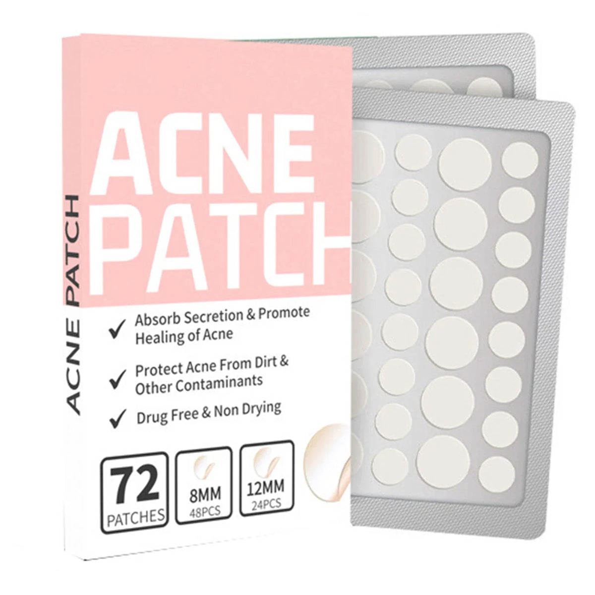 72-Piece Hydrocolloid Acne Patches – Invisible Waterproof Dots