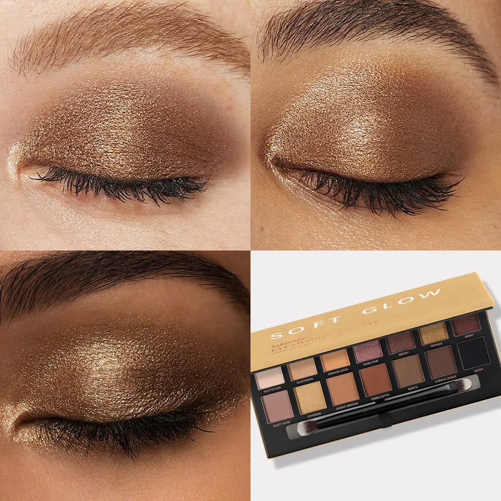 14-Color Eyeshadow Palette – Matte, Shimmer & Glitter | Lakerain