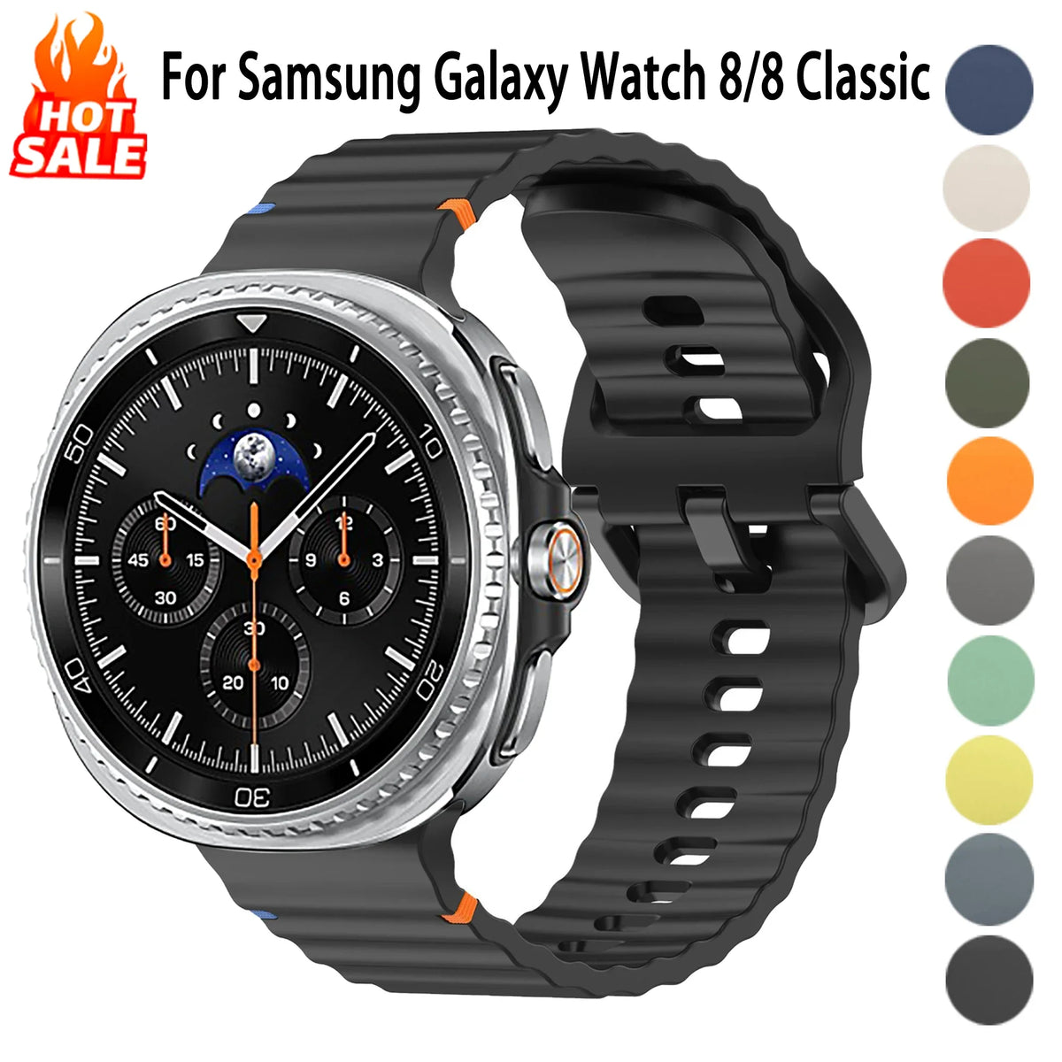 Silicone Band for Samsung Galaxy Watch 8 40mm 44mm Classic 46mm