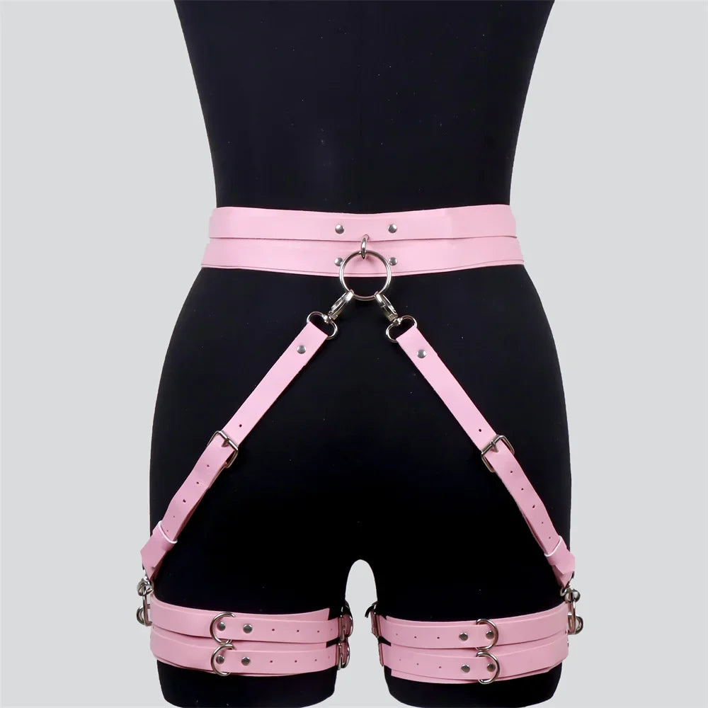 Sexy Garter Leather Harness Women Gothic Lingerie BDSM Bondage Belt