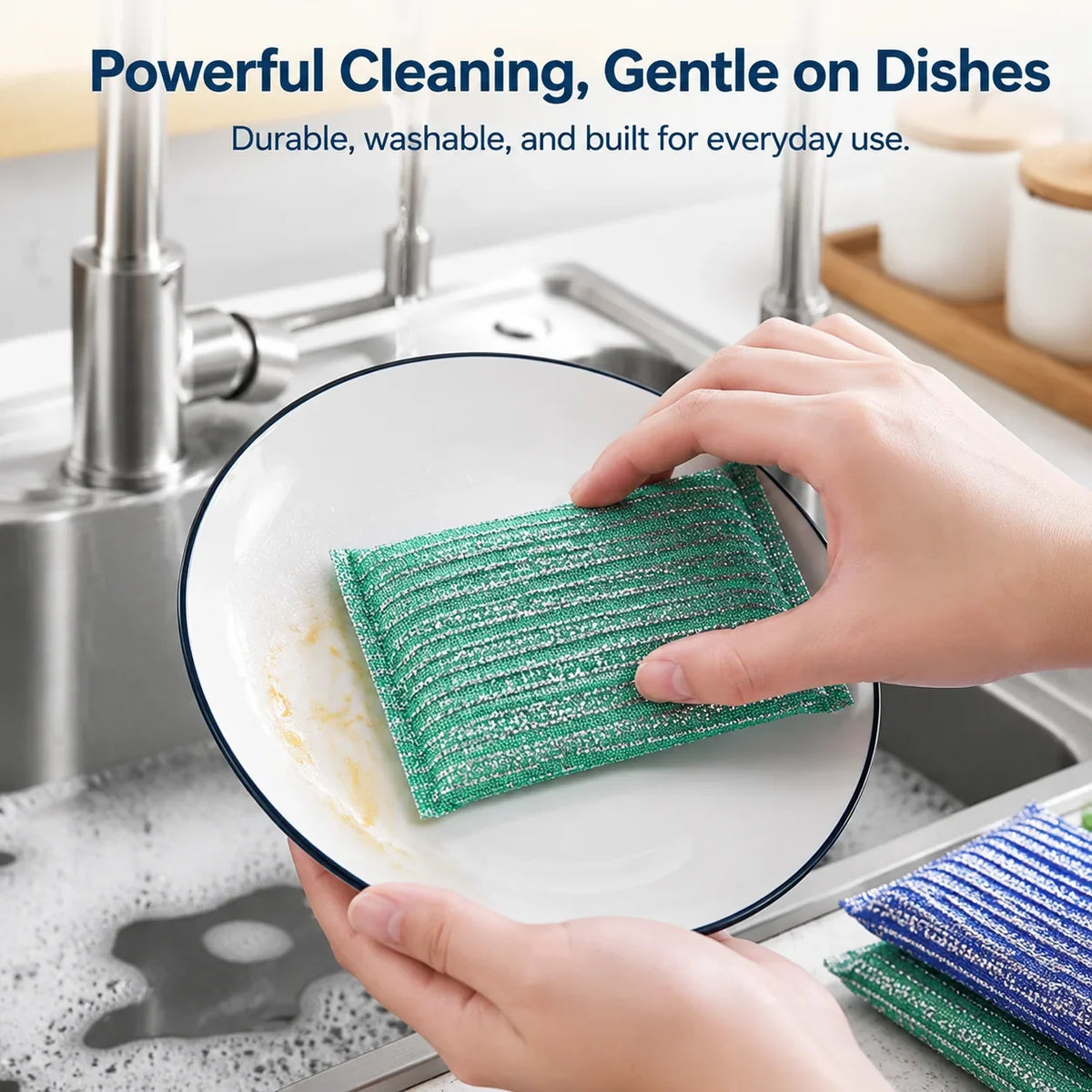 4-Pack Kitchen Scrub Sponge Dishwashing Scrubber Pads Set
