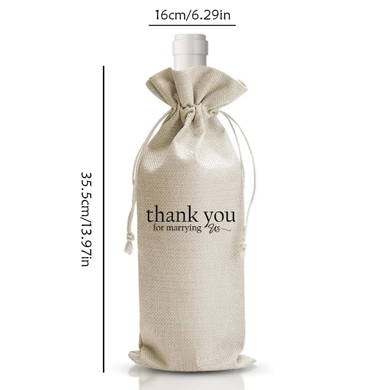 Thank You for Marrying Us Drawstring Wine Bag | Wedding Gift