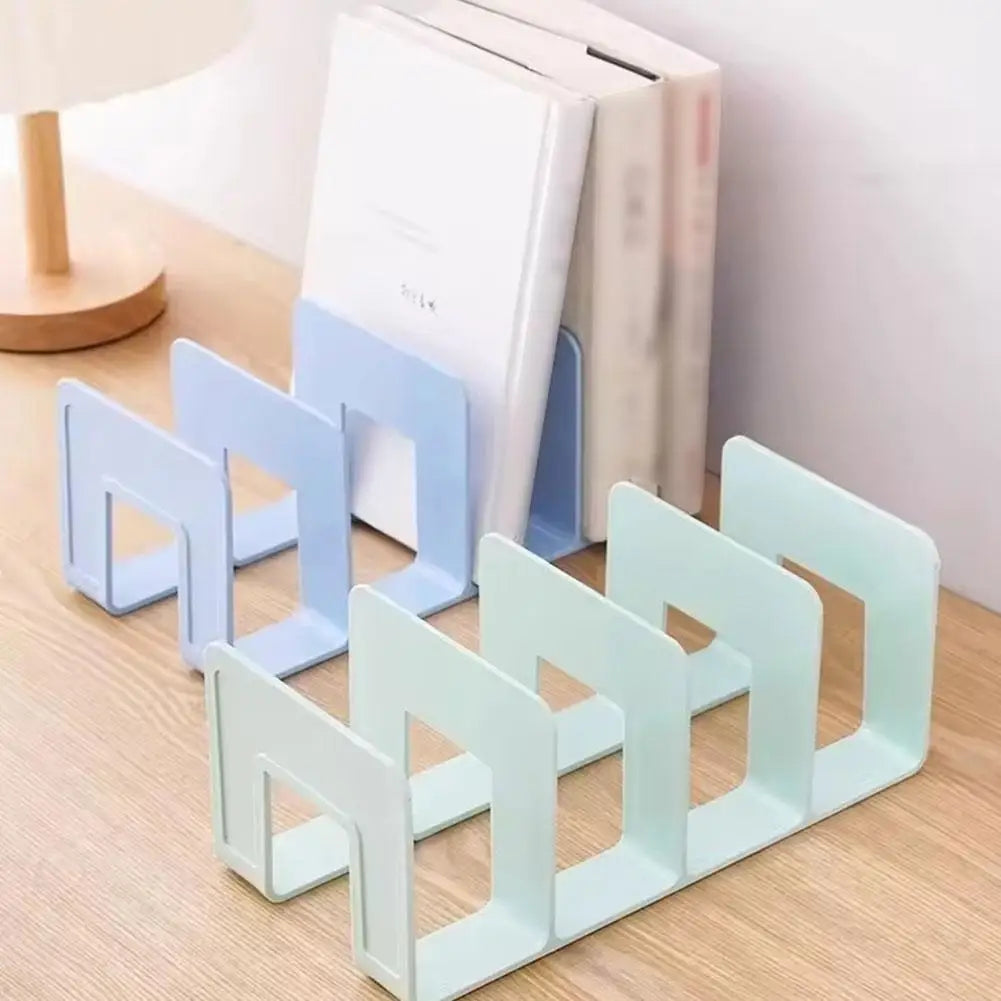 4-Grid Bookend Stand Desk Organizer – Books, CDs & Files