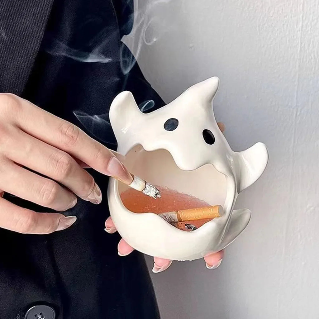 Ceramic Ghost Candle Holder & Ashtray | Halloween Home Decor