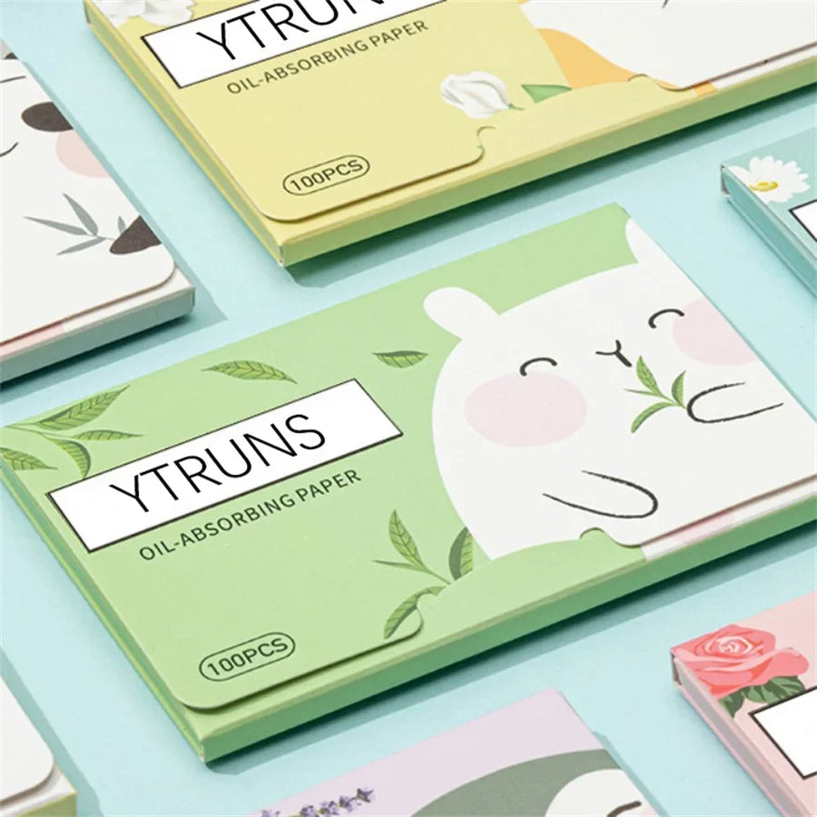 Oil Blotting Sheets 100pcs – Green Tea, Rose & Bamboo Charcoal